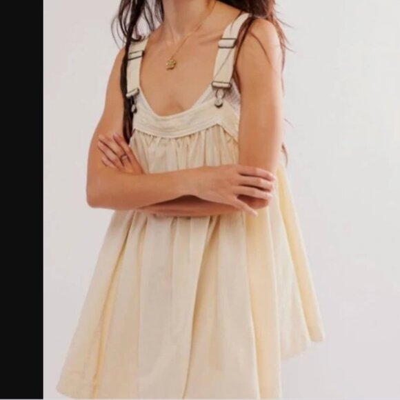 Free People Dresses & Skirts - Free People Aster Mini Jumper Dress Cream NWOT Size Medium Boho